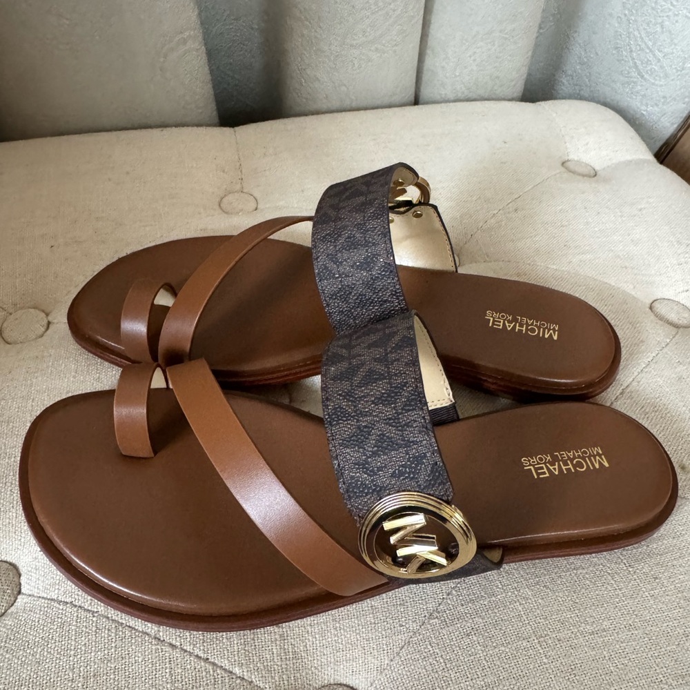 Michael Kors Brown Vera Flat Thong Sandals
